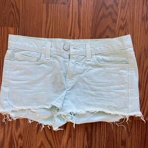 Light Blue Frayed Hem Denim Shorts
